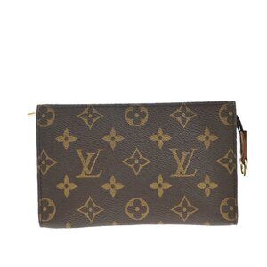 LOUIS VUITTON Logo BUCKET PM Pouch Bag Monogram Leather Brown France 05KB296